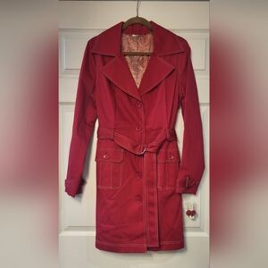NWT APT 9 Knockout Red Trenchcoat Size Large
